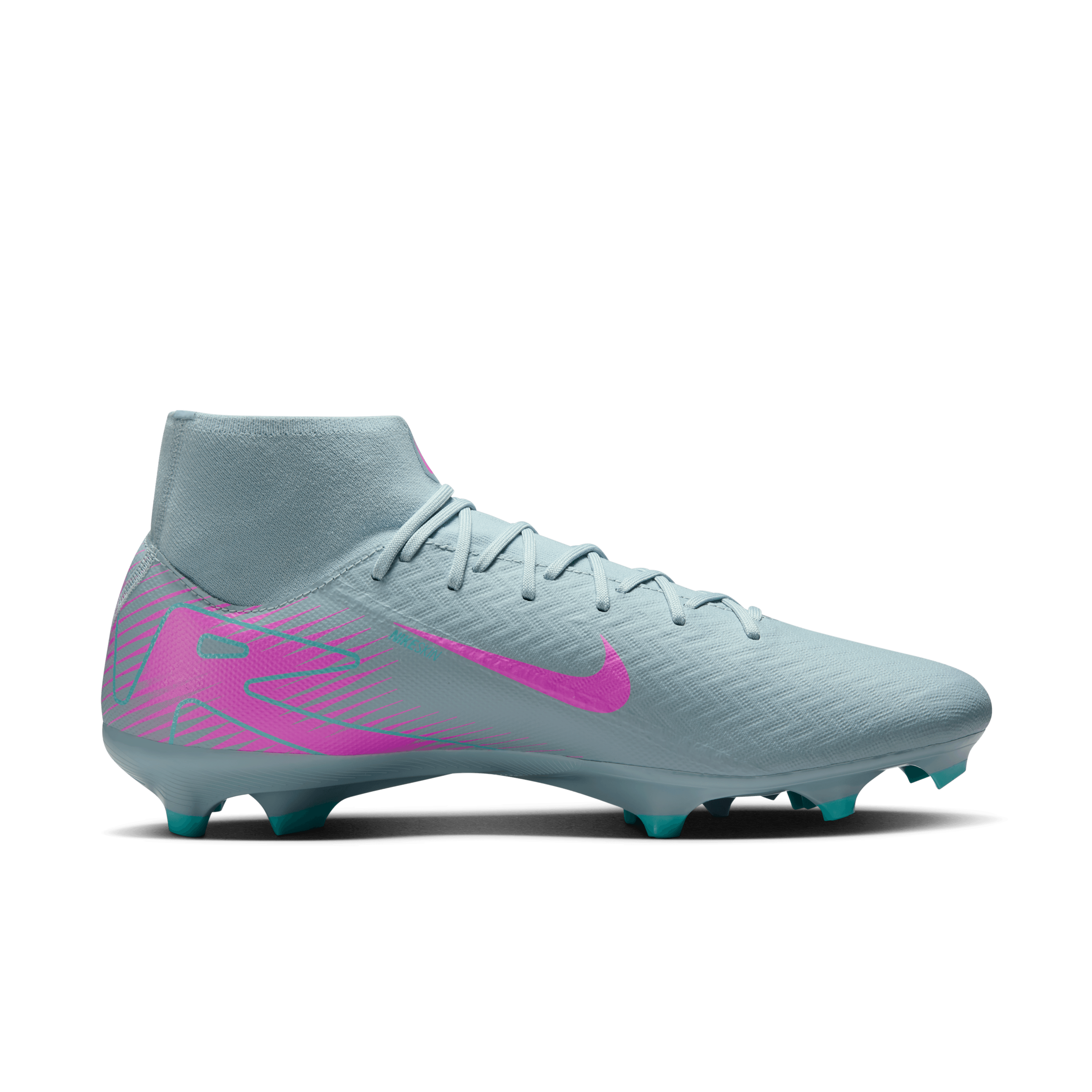 Nike Mercurial Superfly 10 Academy FG/MG Soccer Cleats for Men - Lightweight Football Shoes with Dynamic Fit (Ocean Cube/Pink Blast) - Perfect for Turf & Artificial Grass Training Sessions
