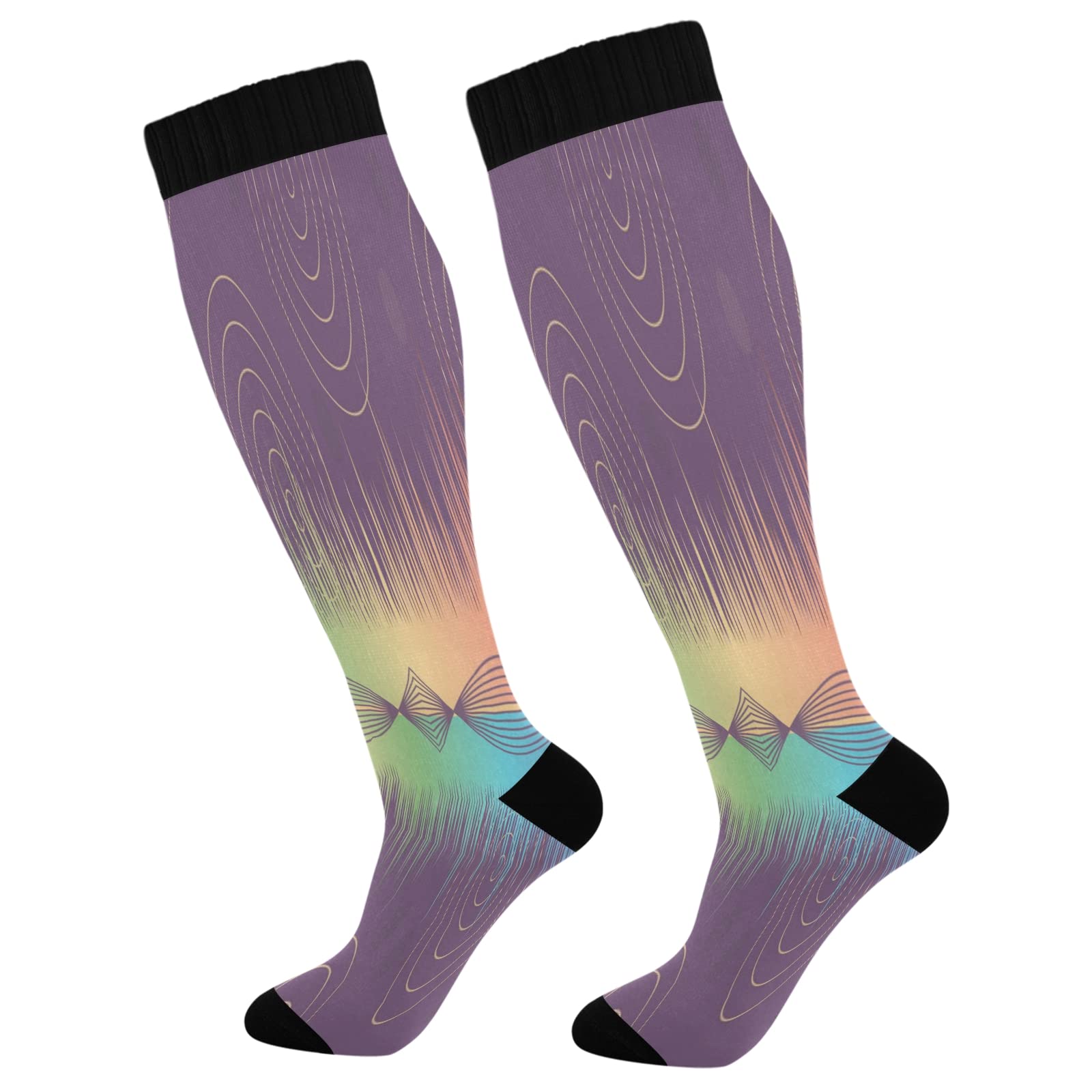 Best Compression Socks for Women & Men - Knee High Support Socks for Running, Hiking, Fitness - Decorative Athletic Socks for Circulation & Recovery - Perfect for Workouts, Travel & Nurses