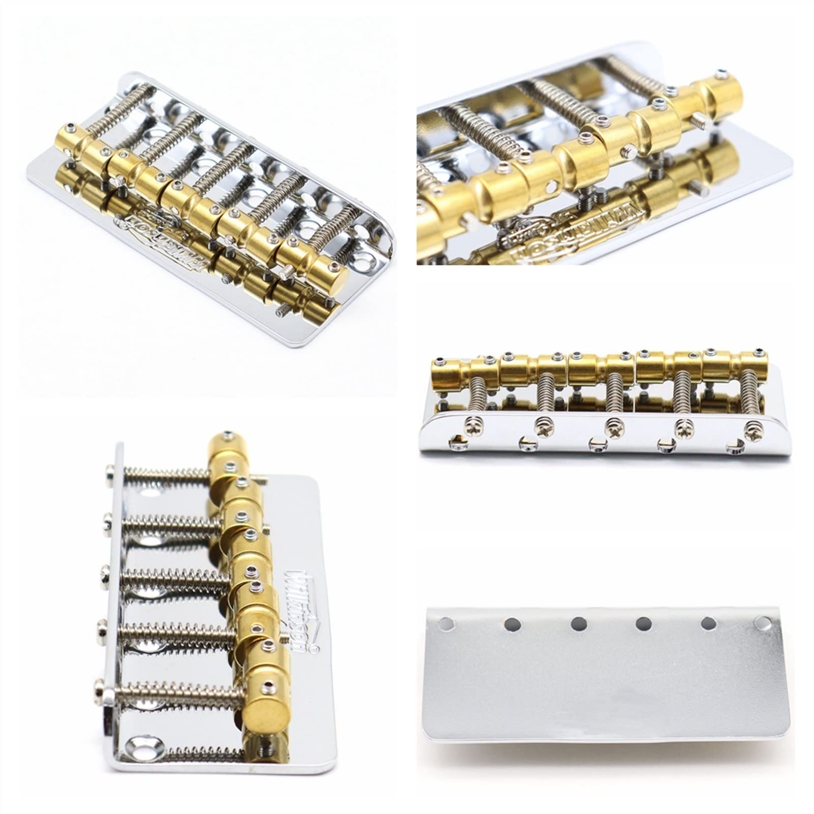 5 String Electric Guitar Bridge with Brass Saddles - Chrome Finish for Enhanced Tone & Sustain | Perfect for Bass Guitar Upgrades & DIY Repairs