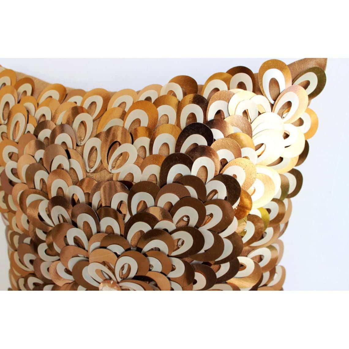 Premium Copper Textured Floral Pillow Shams 24x24 Inch - Luxury Silk Square Decorative Cushion Covers with Sequins for Bedroom Sofa - Modern Abstract Easter Floral Design Home Decor