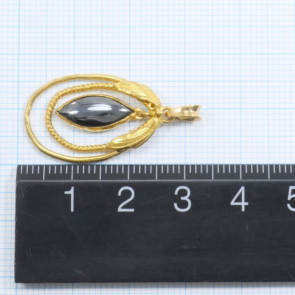 24K Yellow Gold Hematite Pendant Necklace - 4.0g Solid Gold Jewelry for Women - Elegant Gift for Birthday, Anniversary & Special Occasions
