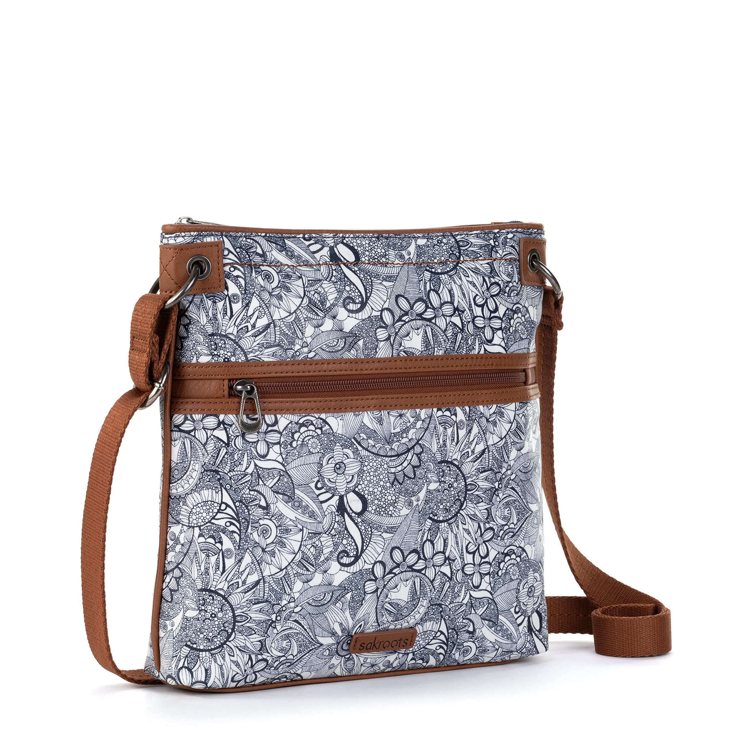 Sakroots Women's Vegan Leather Flat Crossbody Bag - Lightweight & Adjustable Strap for Everyday Use, Travel, Shopping, and Work