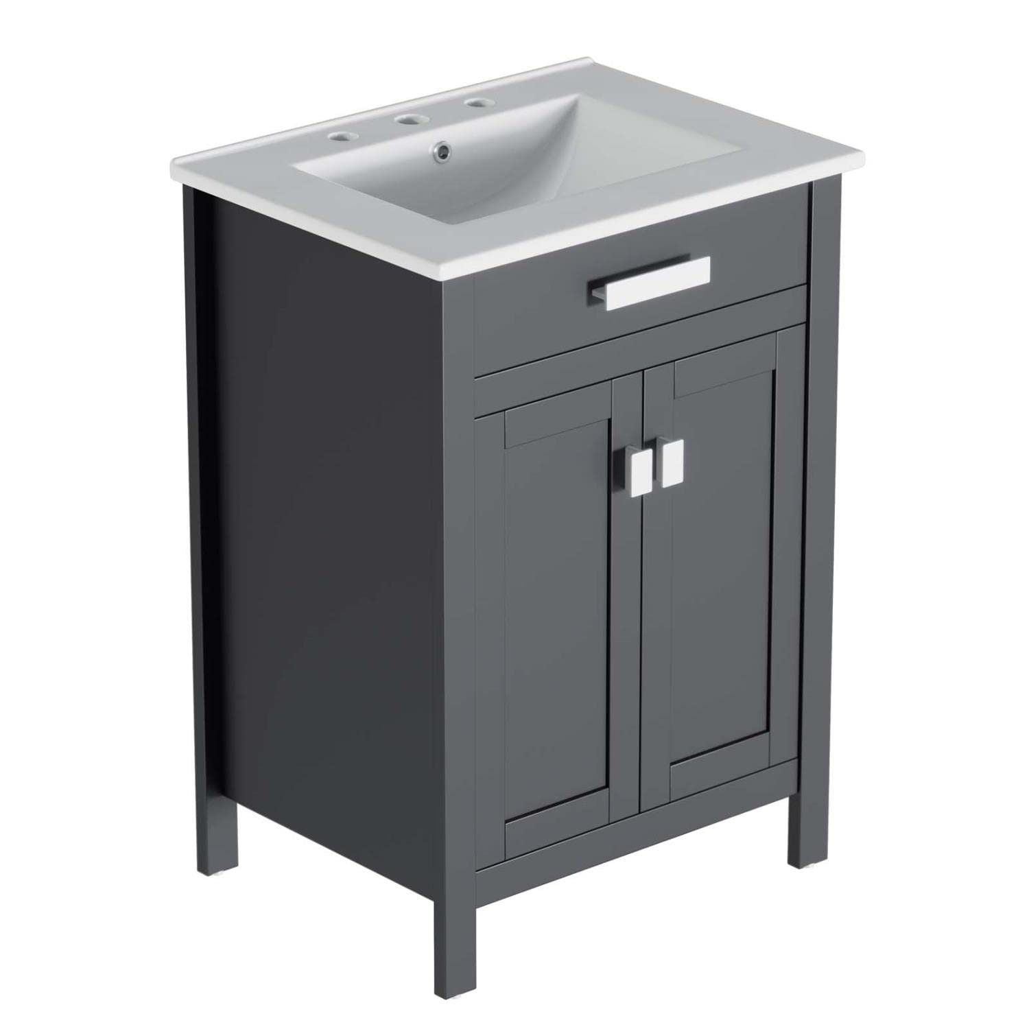 Modway Laguna 24 Inch Gray White Bathroom Vanity with Sink - Modern Bathroom Furniture for Small Spaces, Apartments & Powder Rooms