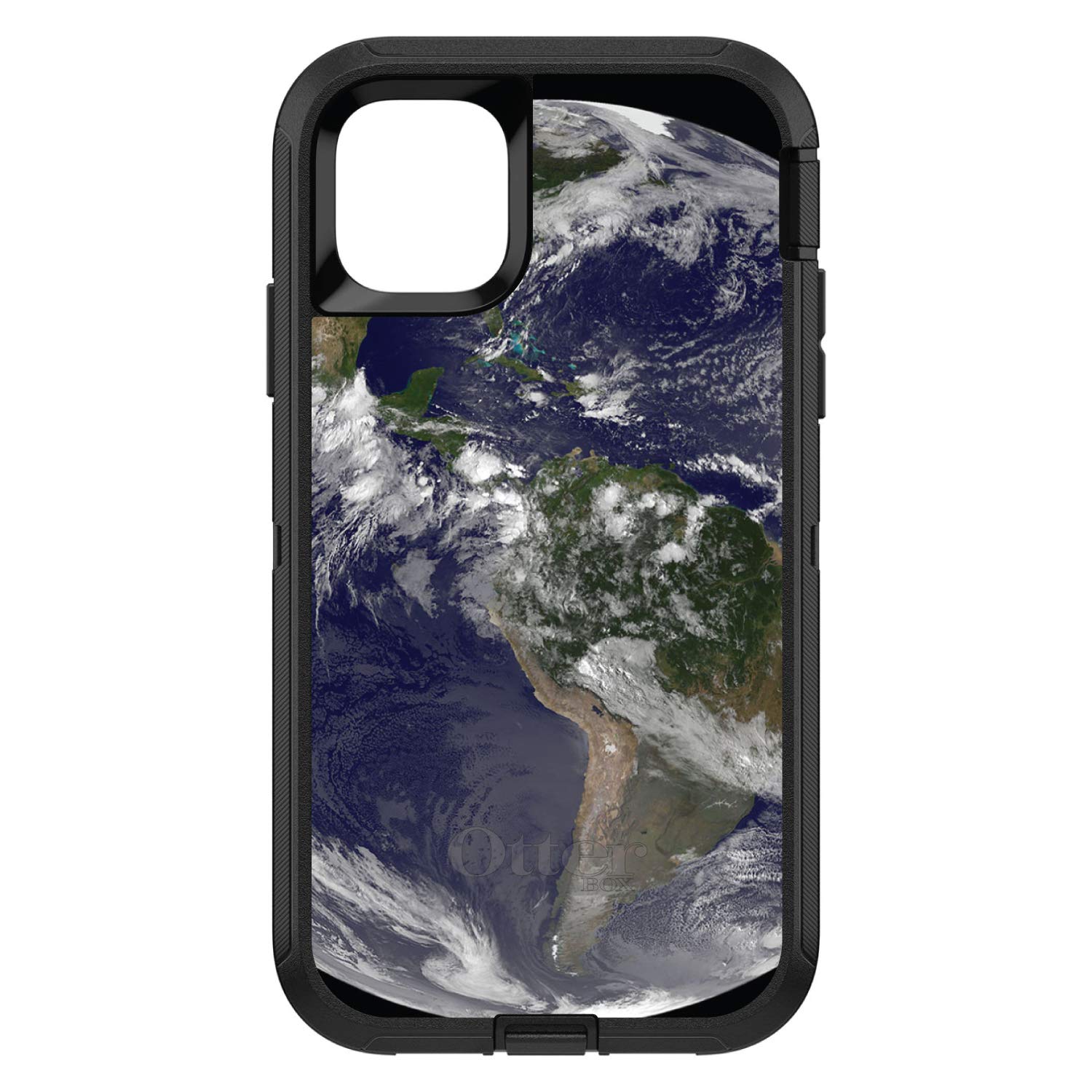 DistinctInk Protective Case for iPhone 13 Pro MAX (6.7 Inch) - Durable Shockproof Cover with Premium Grip | Replacement for OtterBox Defender | Custom Black Design with Earth Space Western Hemisphere Pattern | Perfect for Outdoor Activities, Travel & Daily Use