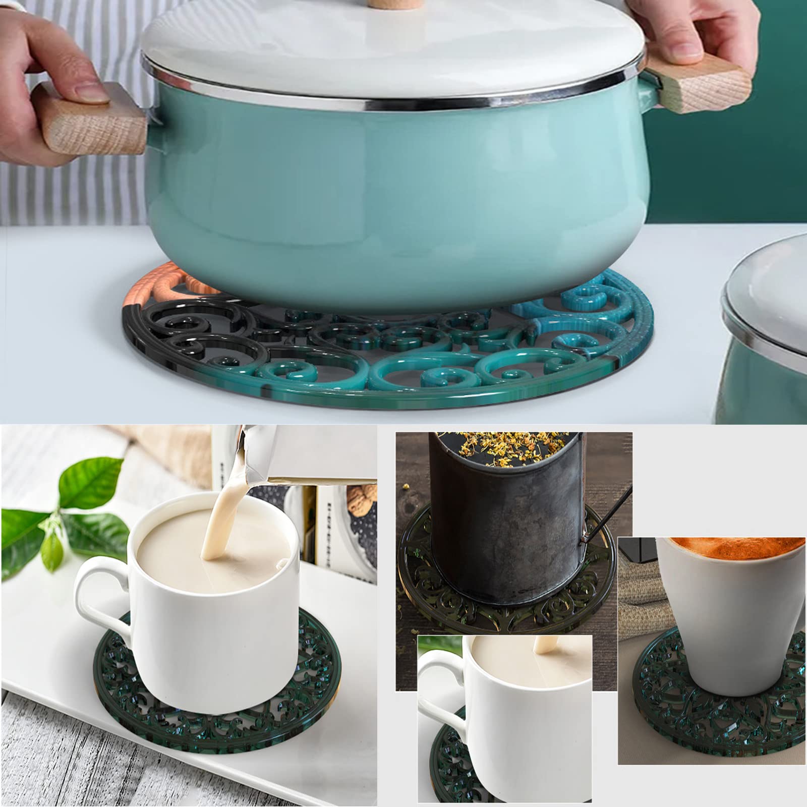 3PCS Large Silicone Mandala Resin Coaster Molds for DIY Epoxy Geode Casting - Perfect for Making Unique Cup Coasters, Wind Chimes & Home Decor Gifts