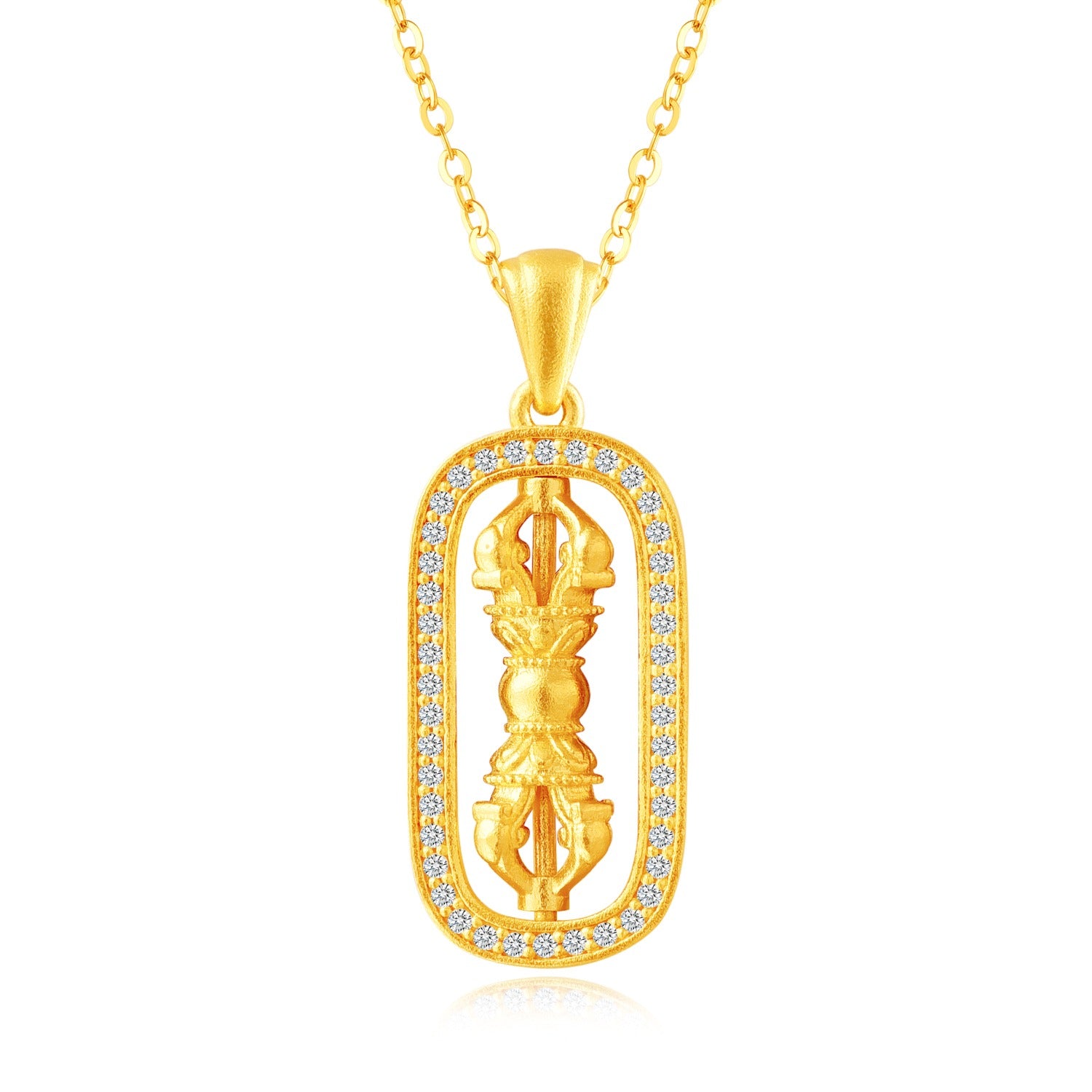 24K Gold Diamond Pendant - Exorcism Vajra Amulet Necklace for Spiritual Protection & Fashion Jewelry Gift