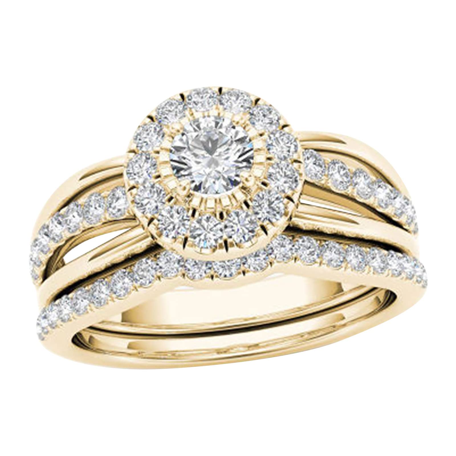 Diamond Creative Ring Set - Gold Gem Jewelry for Girls | Gift & Party Wear