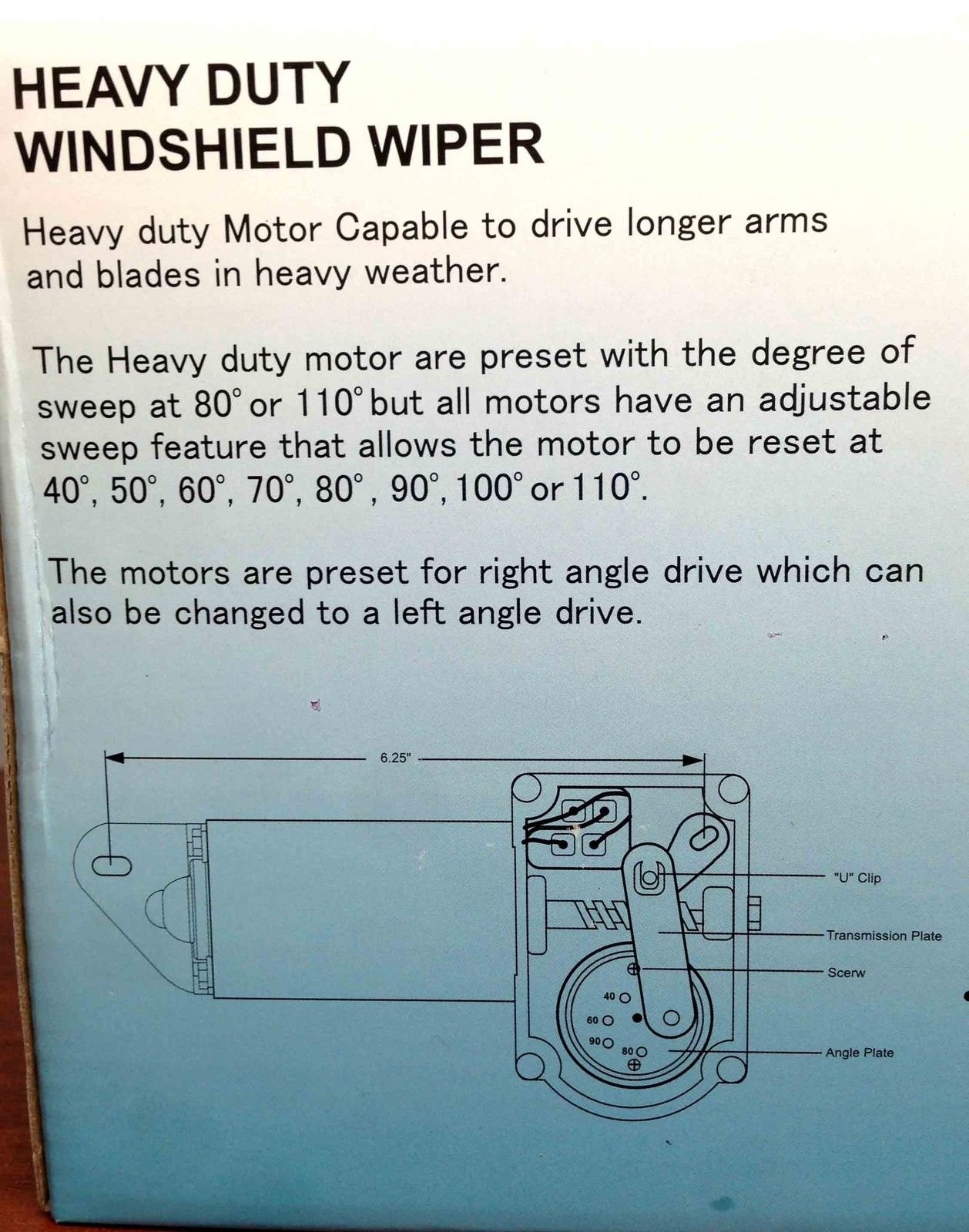Heavy Duty Marine Boat Wiper Motor - 80 Degree Adjustable 2.5