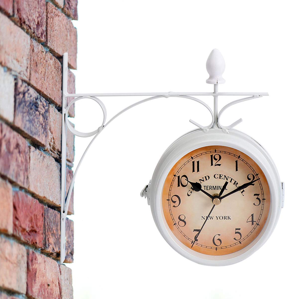 VOSAREA Antique European Style Double Sided Round Wall Clock - Elegant Home & Garden Decor for Living Room, Bedroom, Office | Silent Non-Ticking Hanging Clock with Roman Numerals