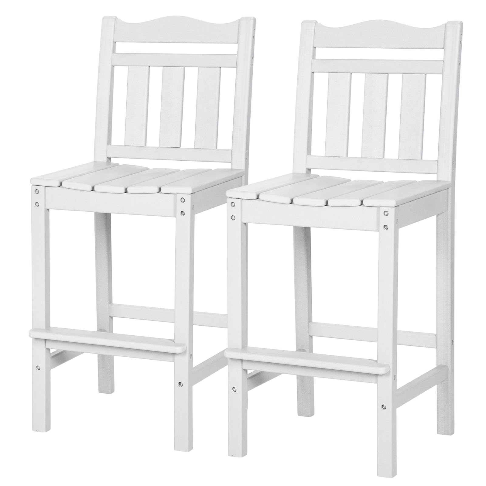 Nalone Outdoor Bar Stools Set of 2 - Weather-Resistant HDPE Adirondack Bar Height Chairs for Patio, Deck, Garden, Backyard & Poolside (White) - Perfect for Outdoor Dining, Entertaining & Relaxation