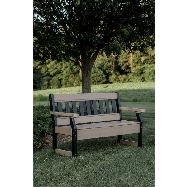 Heritage 4ft. Recycled Plastic Outdoor Garden Bench - Durable Eco-Friendly Patio Seating for Backyard, Deck, and Park Use