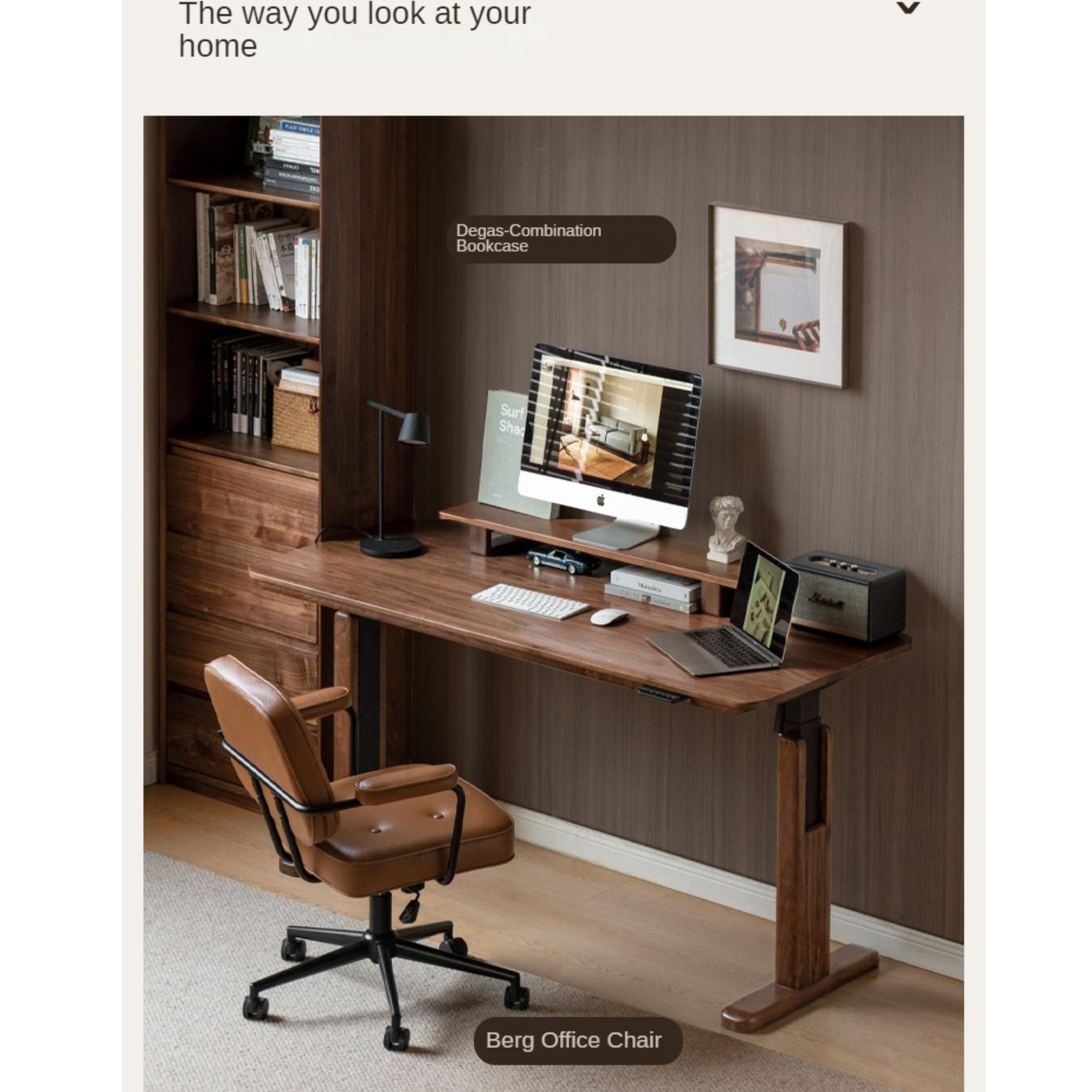 Black Walnut Solid Wood Electric Standing Desk - Adjustable Height Home Office Desk for Work & Study - Ergonomic Sit to Stand Desk for Computer, Laptop & Gaming Setup