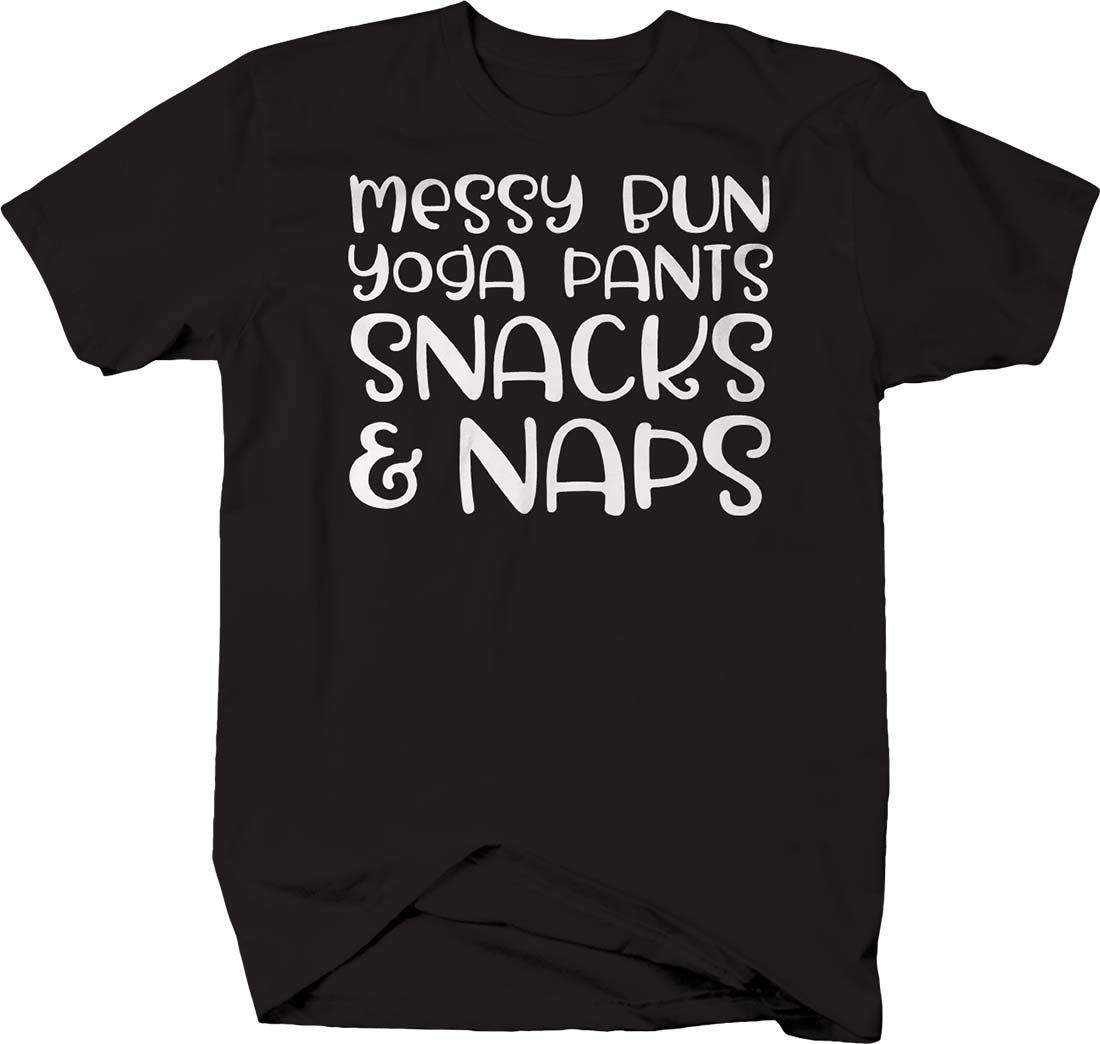 Funny Men's Lifestyle T-Shirt - Messy Bun Yoga Pants Snacks & Naps Design | Perfect for Gym, Lounge & Casual Wear
