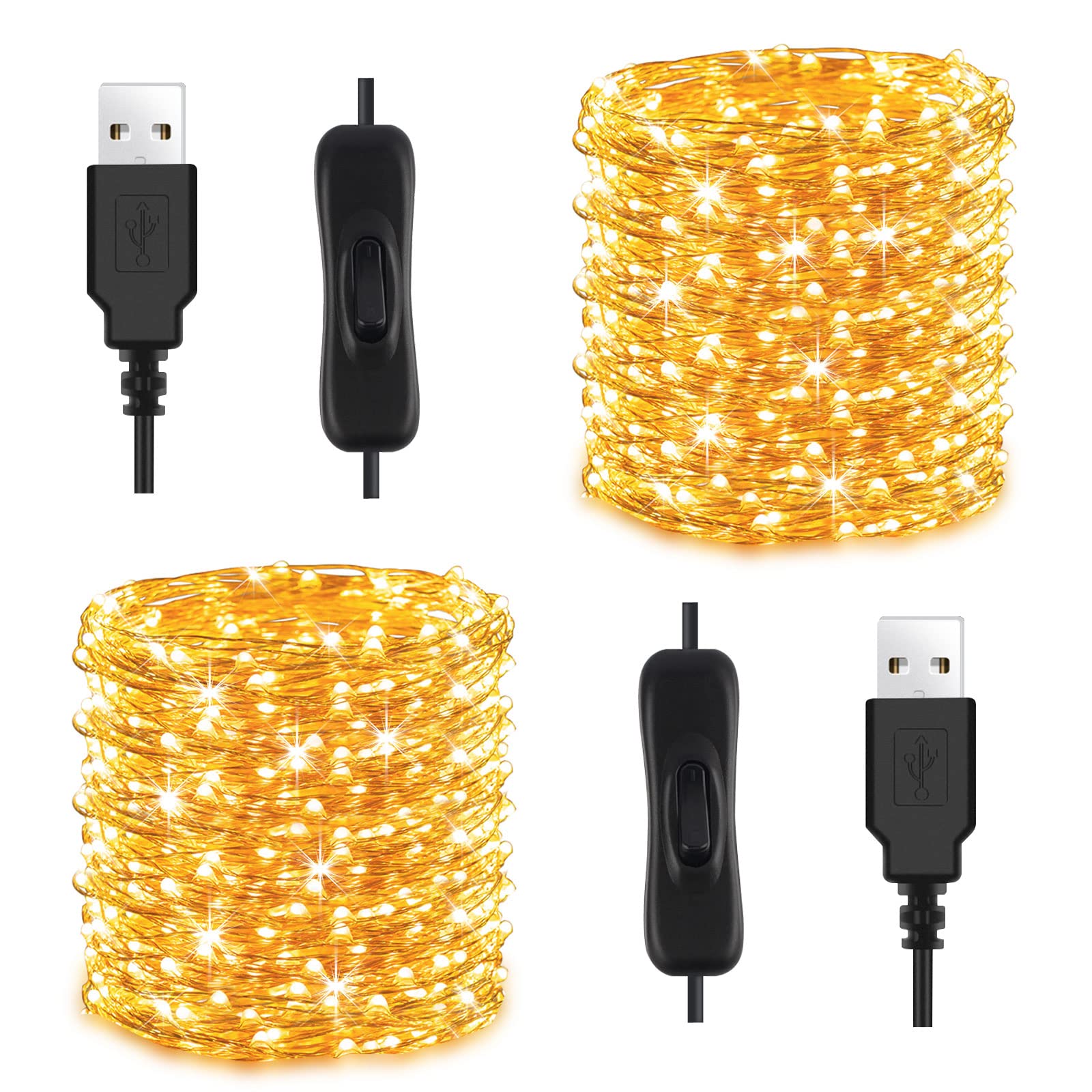 YOYONACY 52FT 2 Pack Battery Operated String Lights - 120 LED Waterproof Fairy Lights with Remote & Timer, 8 Lighting Modes, Warm White | Perfect for Bedroom Decor, Wedding, Party, Christmas, Garden, Patio, and Outdoor Decorations