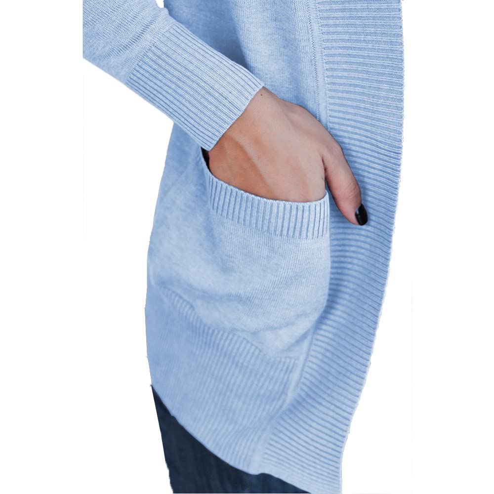 VOIANLIMO Women's Open Front Casual Long Sleeve Knit Cardigan Sweater with Pockets | Cozy Fall & Winter Layering Piece for Office, Travel and Daily Wear