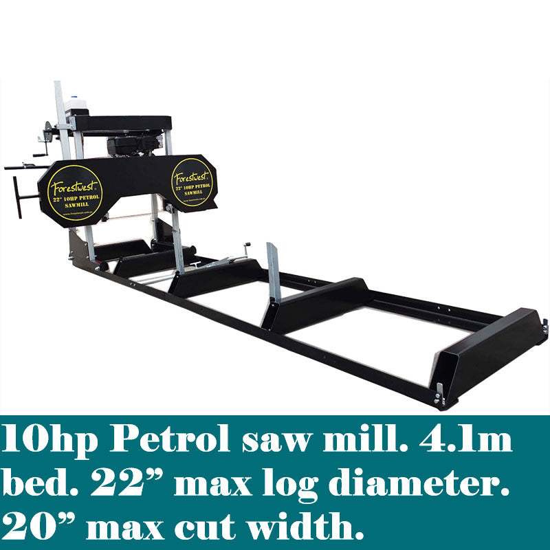 Forestwest 22-Inch Portable Wood Sawmill with 10HP Gas Engine - BM11125 for DIY Lumber Cutting, Woodworking Projects & Home Construction