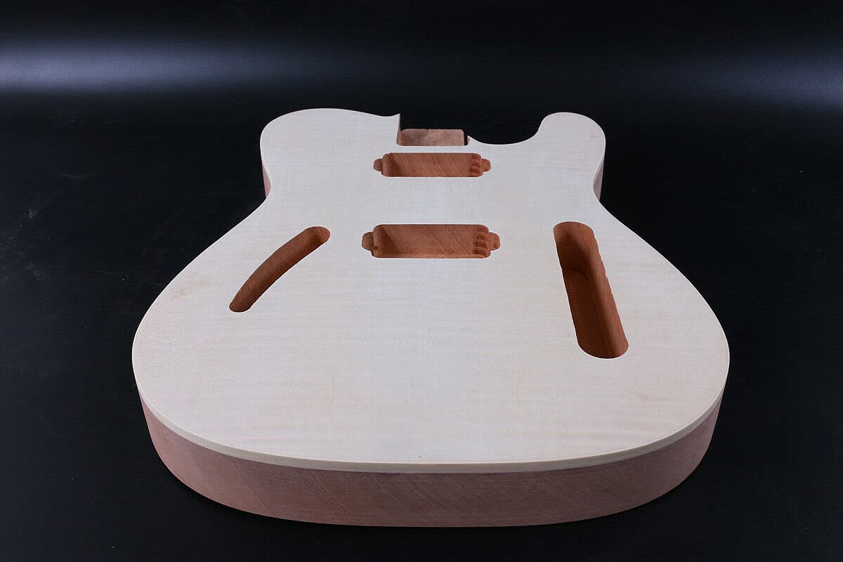 Premium Mahogany Flame Maple Veneer Electric Guitar Body Blank - Unfinished HH Pickups for Custom DIY Guitar Builds | Perfect for Rock, Blues & Metal Performances