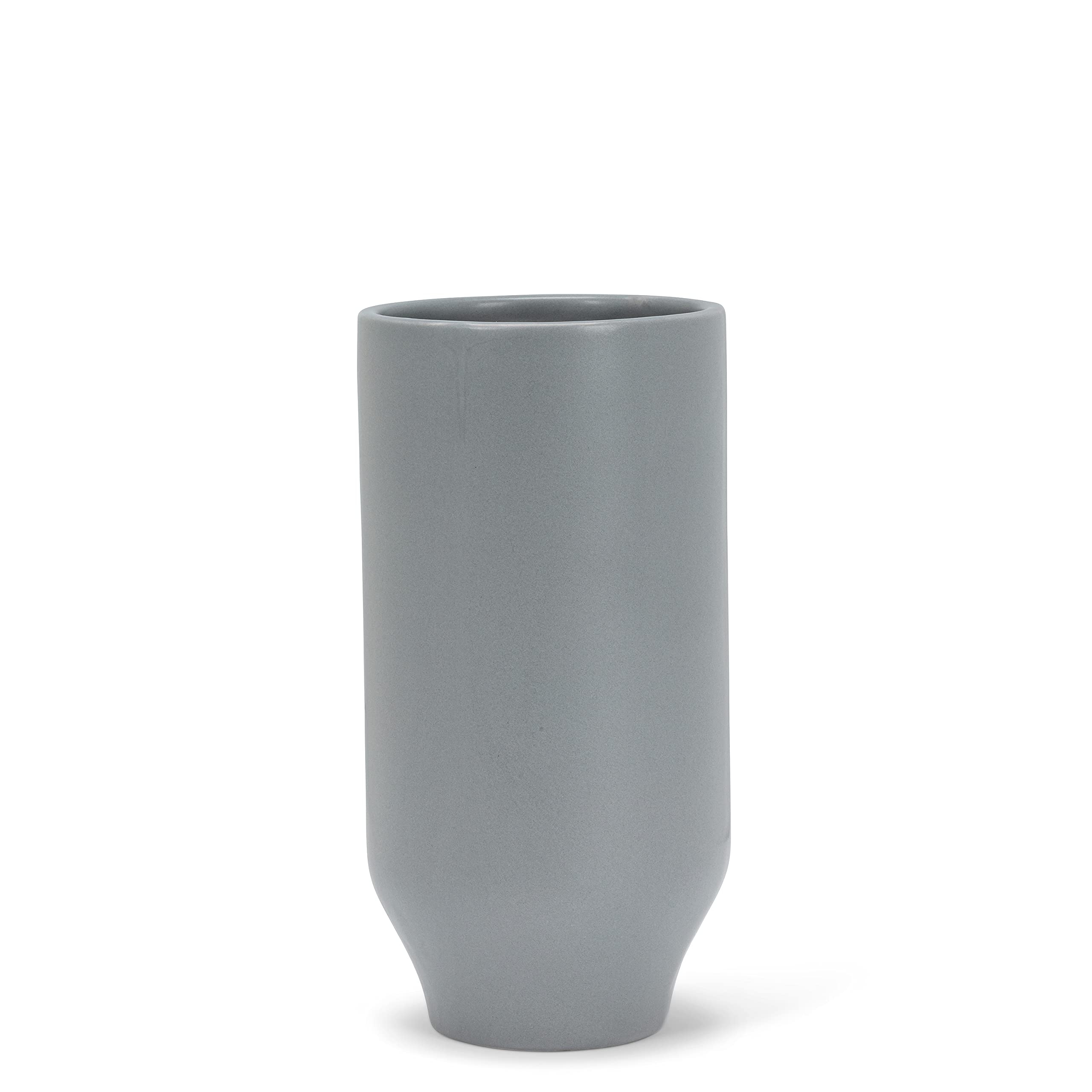 Abbott Collection 27-CASHMERE-969 Medium Matte Vase in Grey - Elegant Home Decor for Living Room, Dining Table & Office Desk