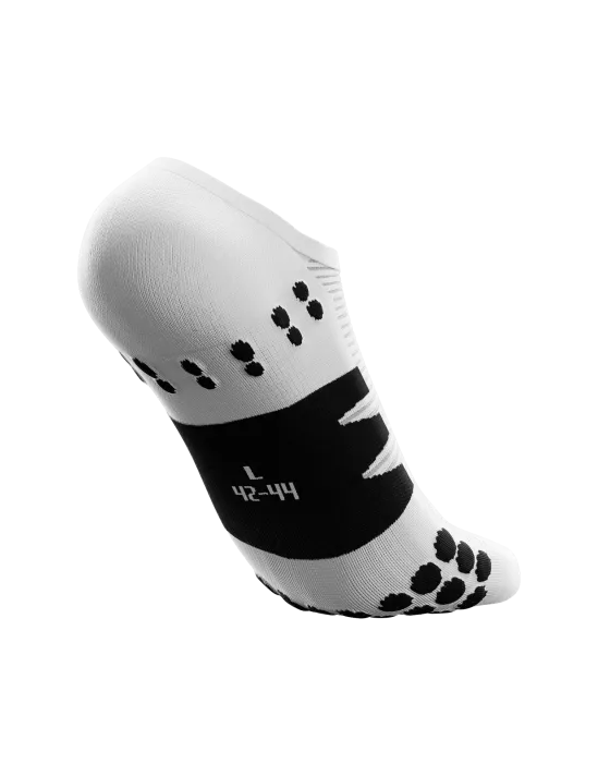 Compressport Unisex No Show Socks - Breathable Athletic Socks for Running, Gym & Casual Wear - White/Black Pair - Low Cut Invisible Socks for Men & Women