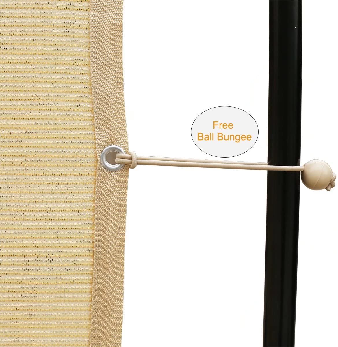 Shatex Premium Sun Shade Fabric - 6' x 8' Outdoor Privacy Screen with Grommets & 18 Bungee Balls - UV Protection for Pergola, Patio, Awning, Window Cover - Wheat Color - Perfect for Backyard, Garden & Poolside Relaxation