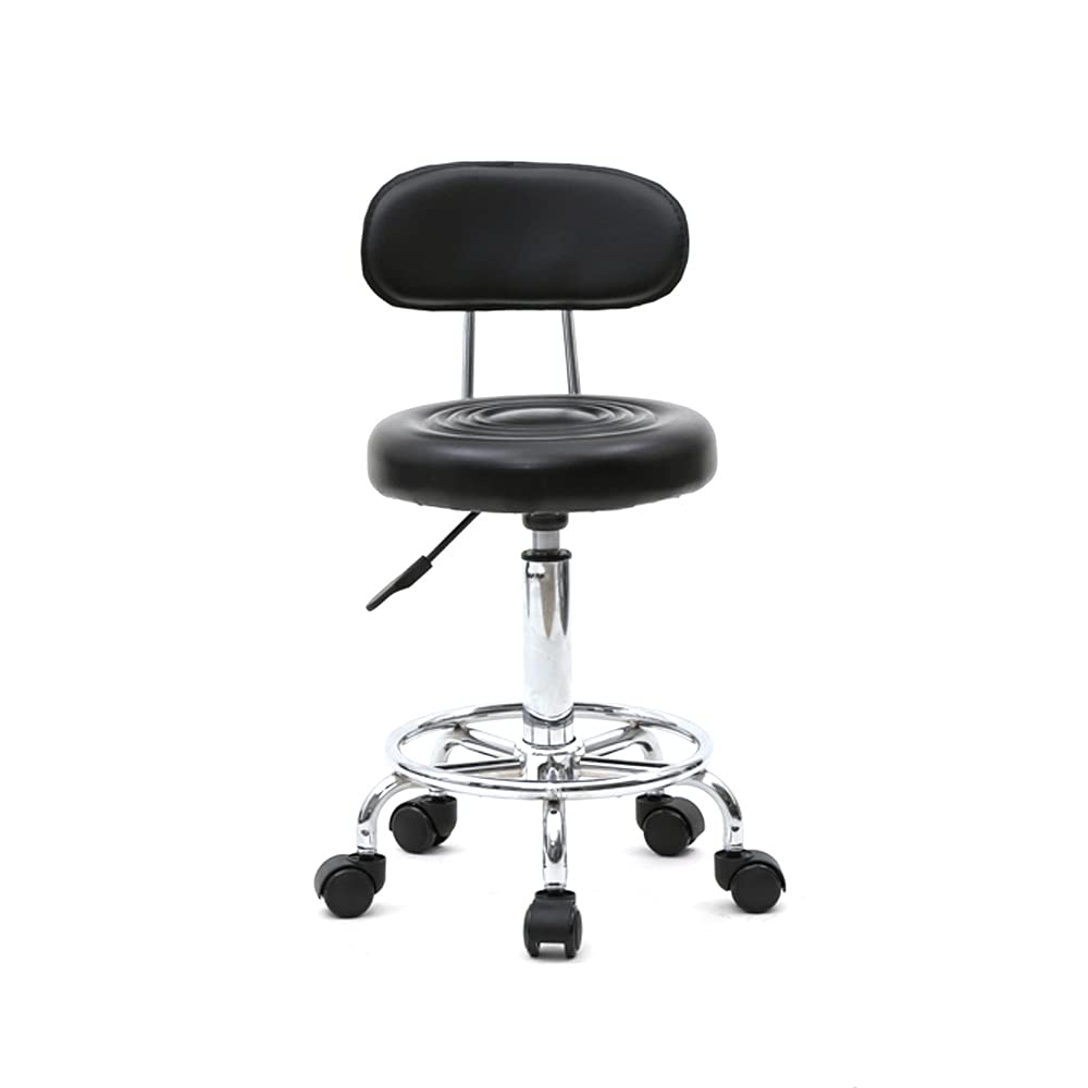 Adjustable Rolling Guitar Stool Chair - Swivel Office Stool for Bedroom, Salon, Spa, Massage & Beauty Desk - Black 34 x 34 x 83.5CM - Perfect for Musicians, Home Office & Professional Use