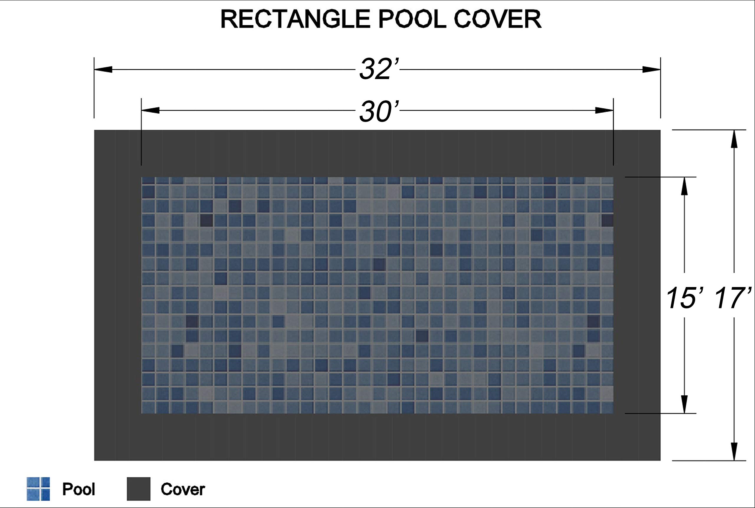 Loop-Loc 15x30 Rectangle Super Dense II Mesh Gray Safety Pool Cover - Heavy Duty Swimming Pool Winter Cover for In-Ground Pools - Perfect for Winter Protection and Debris Prevention