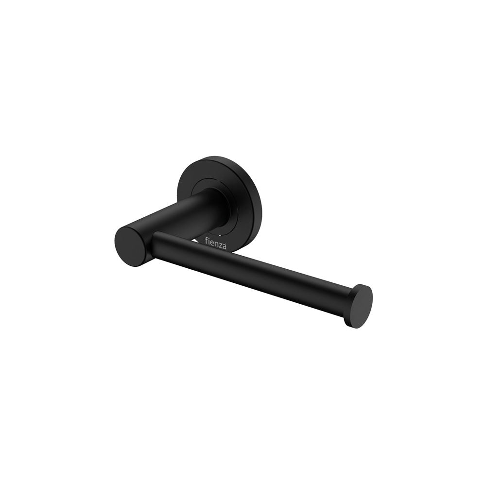 Fienza Kaya Roll Holder 82803MB - Matte Black Bathroom Tissue Paper Dispenser for Home, Office & Restrooms - Space-Saving & Stylish Design