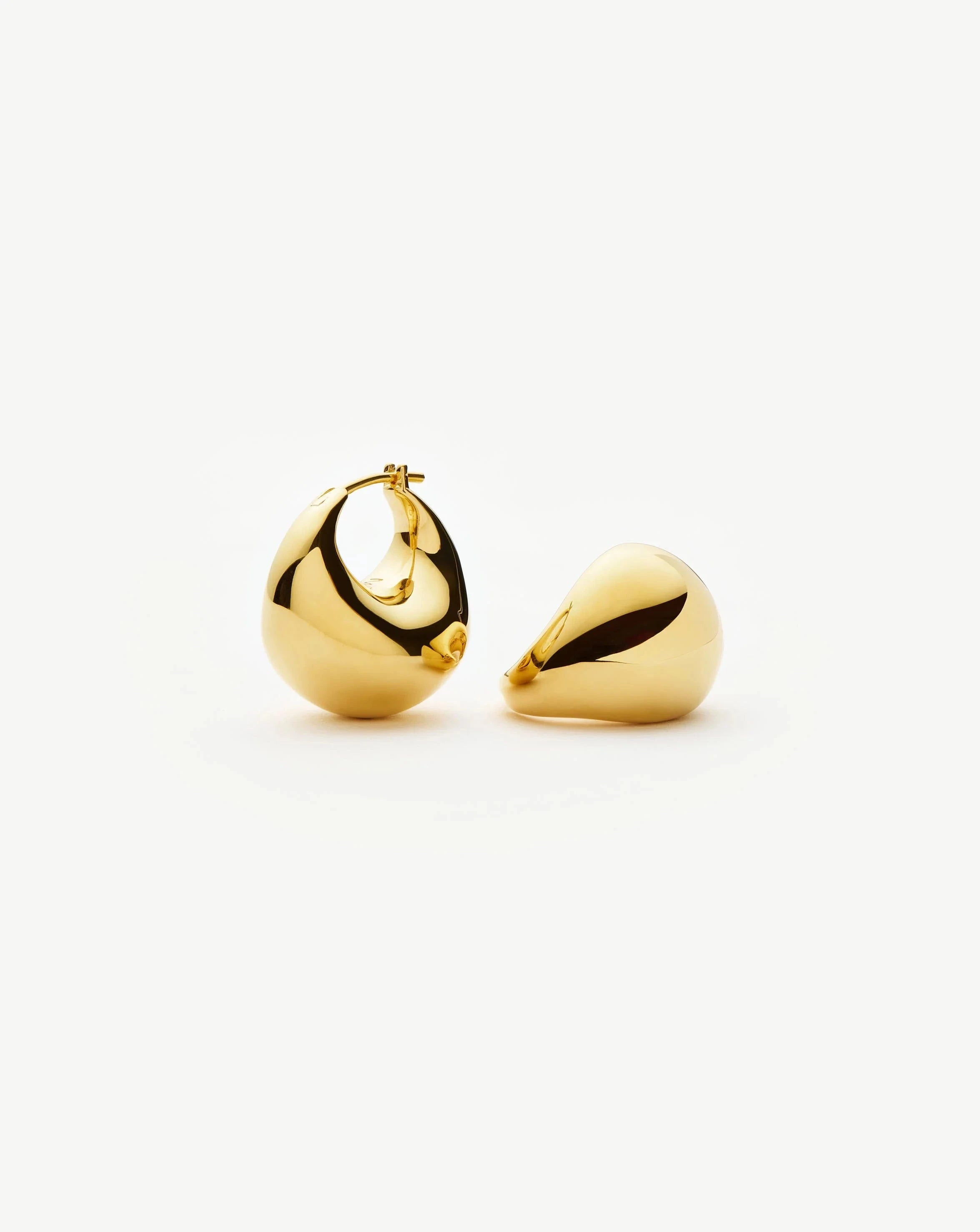 18k Gold Plated Sculptural Chubby Dome Small Hoop Earrings for Women - Elegant Everyday Jewelry for Work, Date Night & Special Occasions