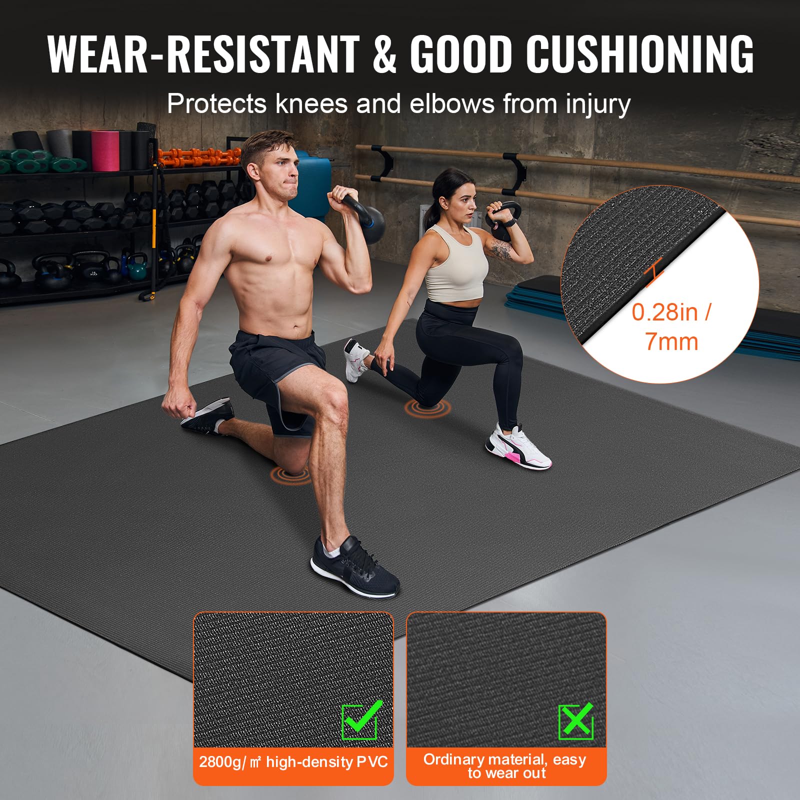VEVOR Extra Large Non-Slip Yoga Mat - 6mm Thick High Density Exercise Mat for Home Workouts, Pilates & Floor Exercises - Includes Carry Bag & Strap - Perfect for Men & Women - Ideal for Yoga Studios, Gyms & Home Fitness Routines