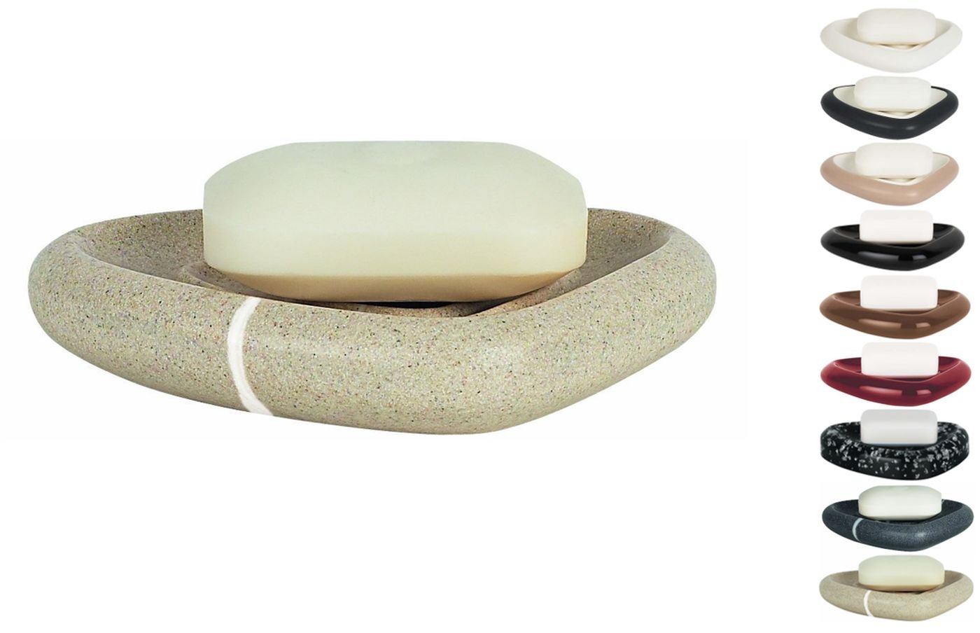 Etna Polyresin Stoneware Soap Dish - Sand Color Bathroom Organizer for Showers, Sinks & Countertops | Durable & Stylish Soap Holder