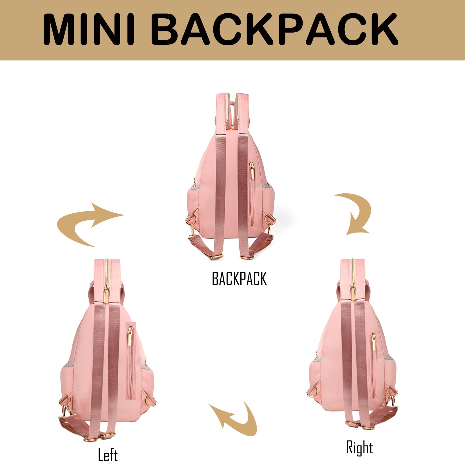 Convertible Crossbody Sling Bag - Small Travel Backpack for Women & Men | Lightweight Mini Daypack for Hiking, Work, School & Daily Use