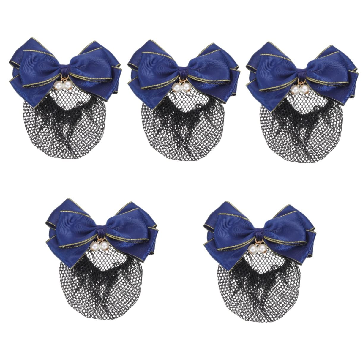 LALAFINA 5-Piece Hair Bun Net Set with Bow - Hairpins for Women, Stewardess, Ballet Dancers - Perfect for Professional Hairstyles, Ballet Performances & Formal Events