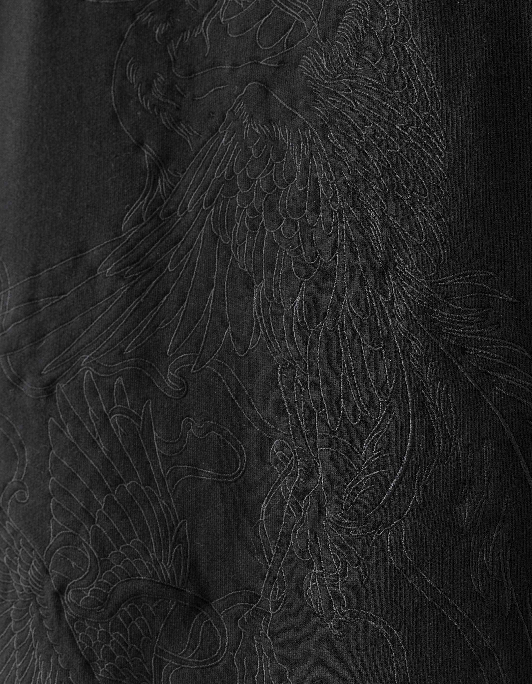 Black Crow & Heron Print Sweat Kimono - Stylish Loungewear for Women, Perfect for Yoga, Meditation, and Relaxing at Home
