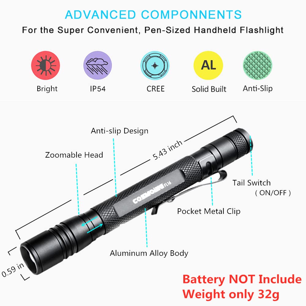 UV Flashlight Pen, 395nm LED Blacklight for Pet Urine & Bed Bugs - 2 Pack for Home & Travel
