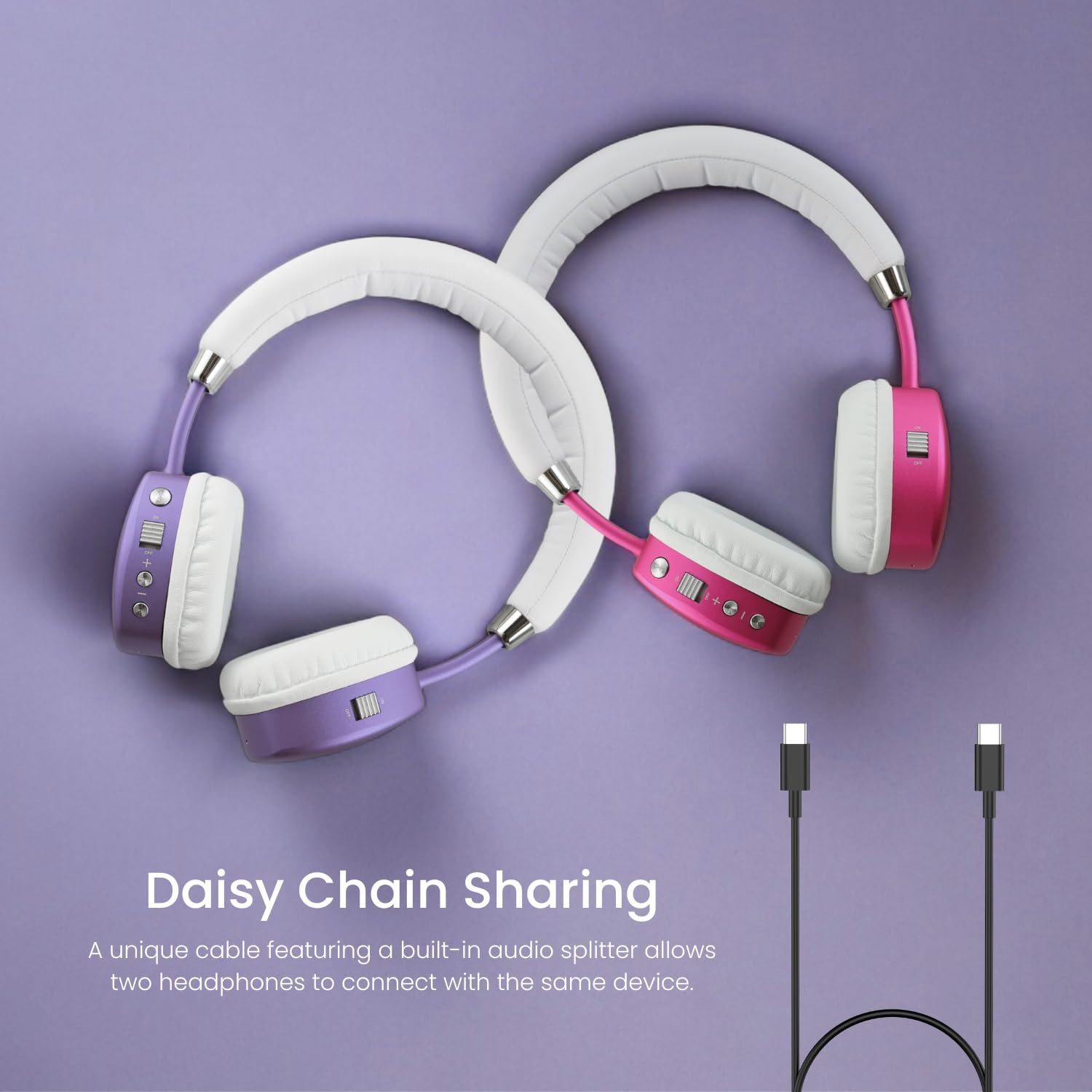Puro Sound Labs PuroQuiet Plus Kids Bluetooth Headphones with Active Noise Cancelling - Volume Limited, Lightweight Over-Ear Design, Built-in Mic for Safe Listening - Studio-Grade Sound (Purple) - Perfect for School, Travel & Online Learning