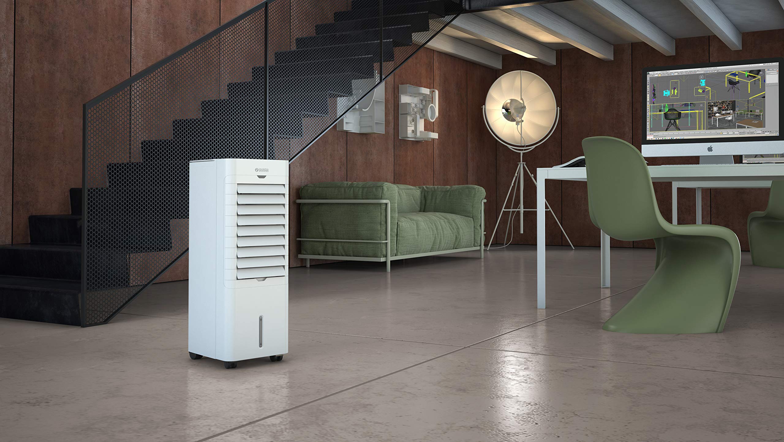 Olimpia Splendid 99310 Peler 6C Air Cooler & Ionizer with Timer, 6L Removable Tank, 450 m3/h Air Flow, 75W, White (Refurbished) - Perfect for Bedroom, Office & Home Cooling