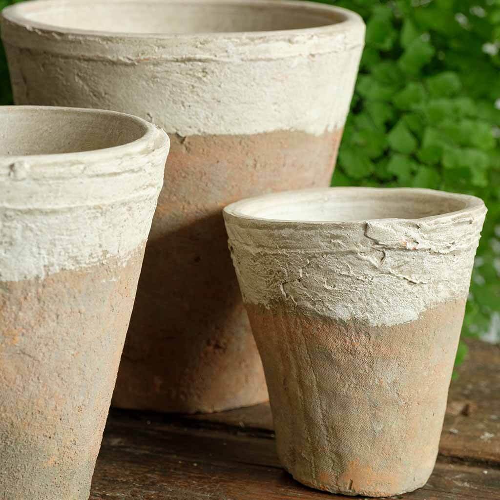 Campania International 12-Inch Tall Tapered Flower Pots Set of 3 - Durable Outdoor Garden Planters for Herbs, Flowers & Vegetables - Perfect for Patio, Balcony & Backyard Decor