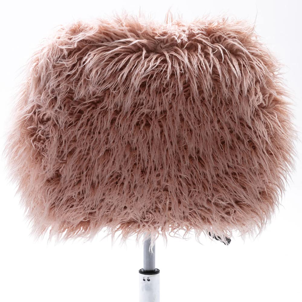 Modern Faux Fur Swivel Chair - Pink Fluffy Accent Chair for Home Office, Bedroom & Makeup Vanity | Heavy Duty Metal Frame with Chrome Base | Perfect for Girls Room Decor, Gaming Setup & Cozy Reading Nook