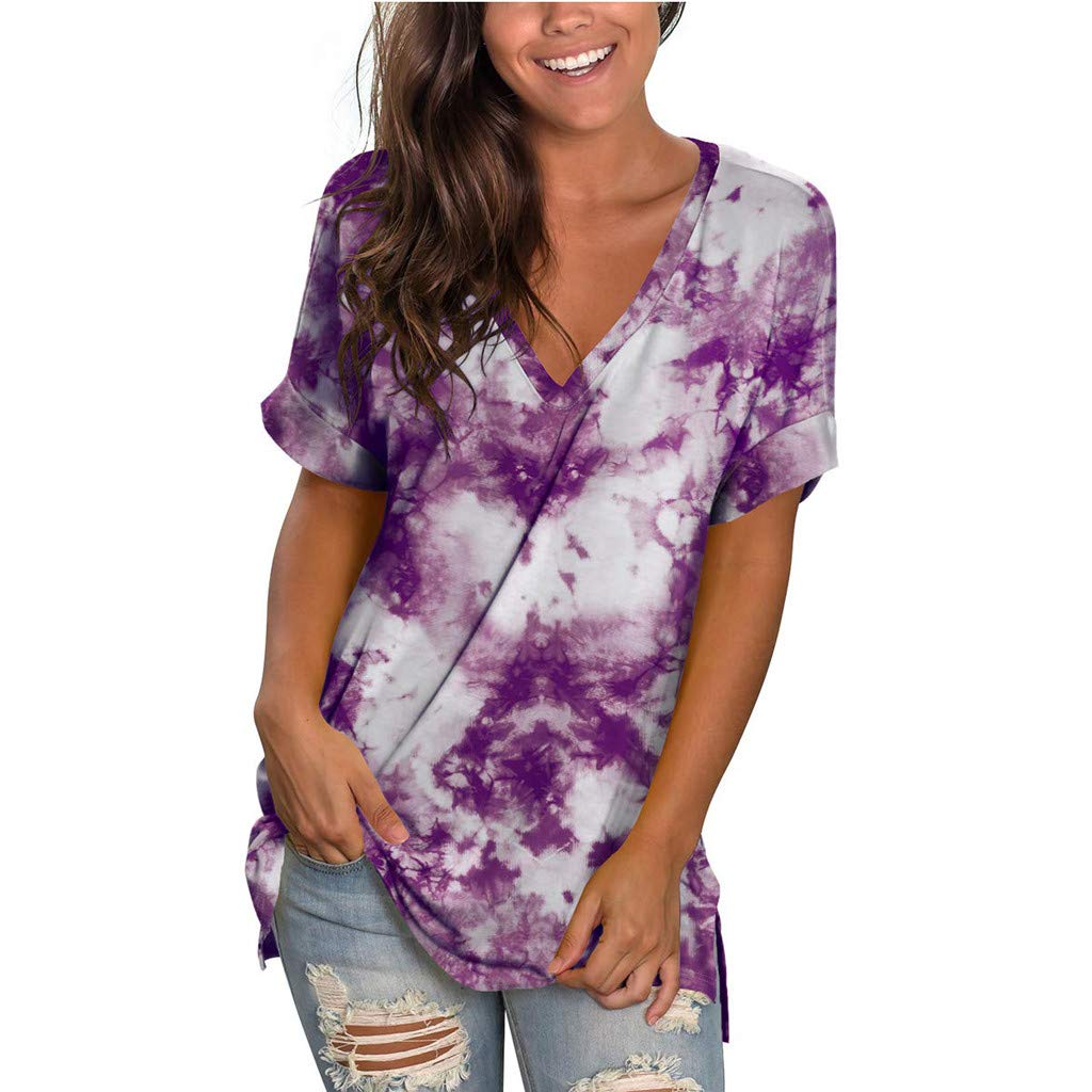 Women's Summer Tops - Casual V-Neck Short Sleeve Loose Tunic Tees | Plus Size Basic Henley Shirts | Perfect for Beach, Vacation & Everyday Wear