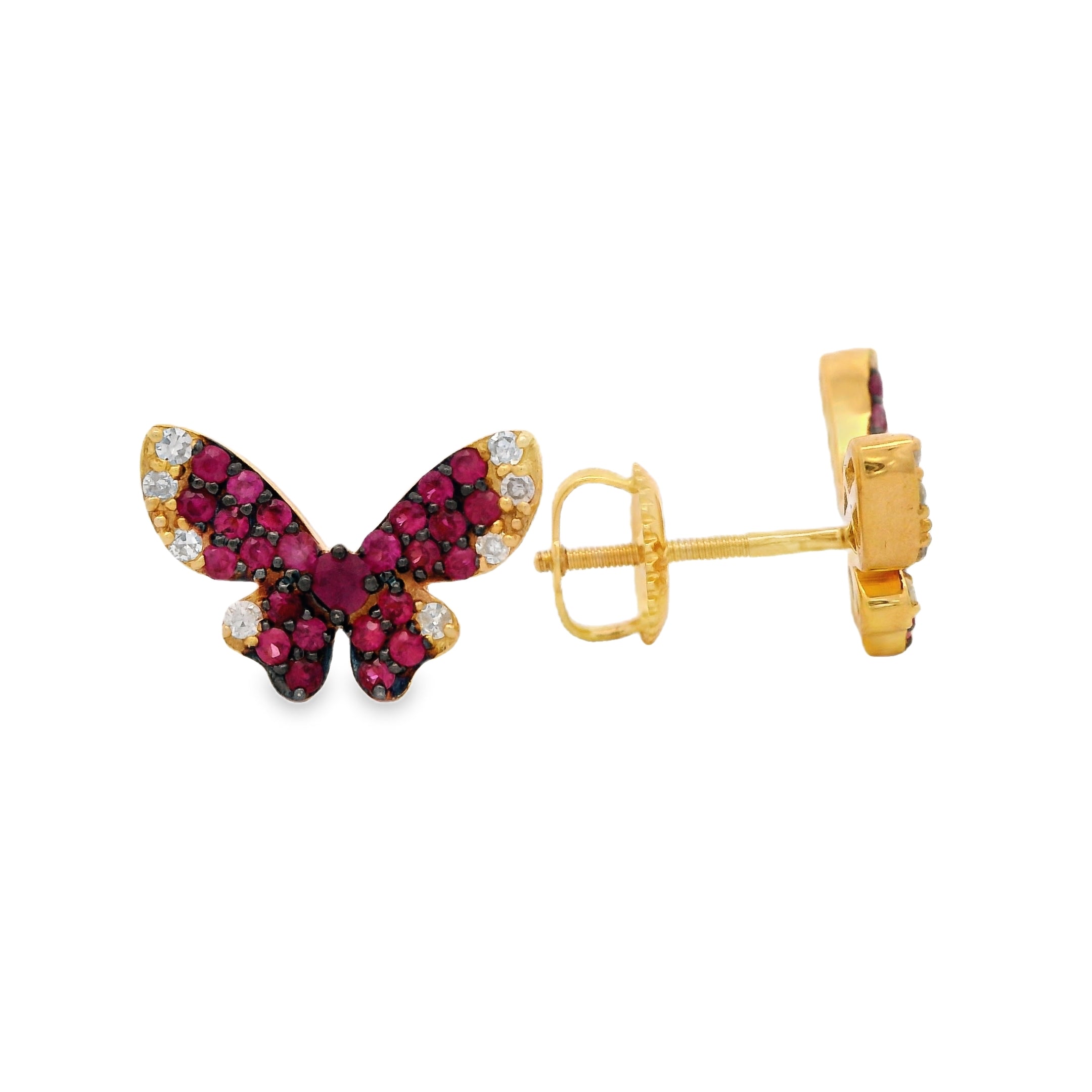 14K Gold (8.5MM) Butterfly Pink Diamond Stud Earrings for Women - Elegant Jewelry Gift for Valentine's Day, Anniversary & Special Occasions - JTJ™