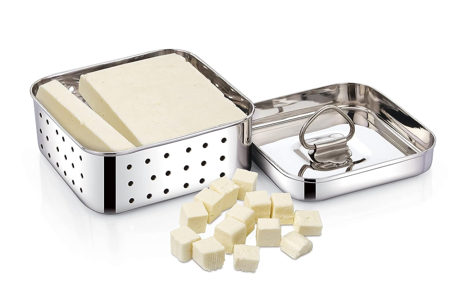 Premium Stainless Steel Square Paneer Tofu Cheese Press Mold Kit - 250ml Capacity for Homemade Paneer, Cheese & Tofu Making | Perfect for Indian Cooking, Vegan Recipes & DIY Dairy Products