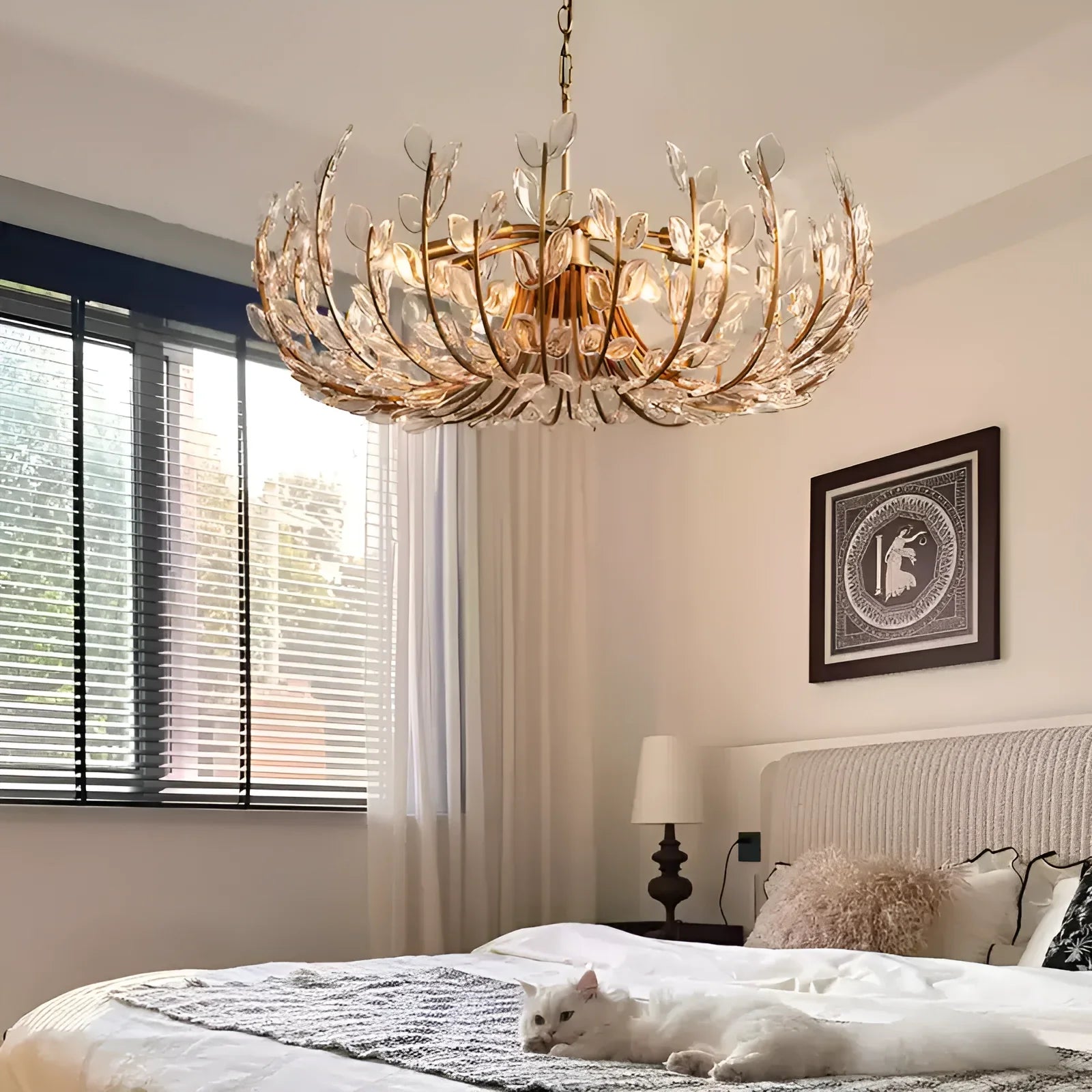 Adela 6-Light Modern Chandelier - 26 Inch Crystal Ceiling Light Fixture for Dining Room, Bedroom, or Living Room Decor