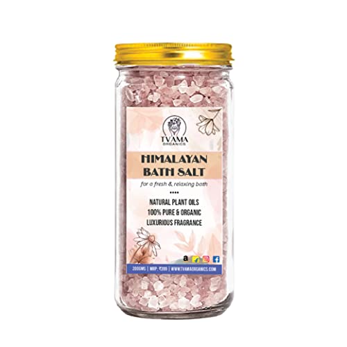 **Tvama Organics Himalayan Rose Bath Crystals – 200g | Pure & Natural Body & Foot Spa Salt with Himalayan Pink Salt & Rose Essential Oil | Calming, Relaxing, Aromatherapy for Muscle Pain Relief | Perfect for Self-Care, Stress Relief & Luxury Bath Time**