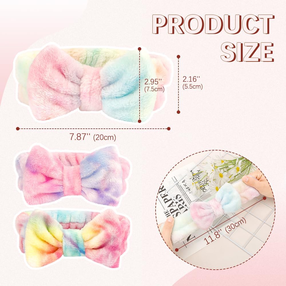3-Piece Spa Headbands for Girls - Soft Makeup & Skincare Headbands for Washing Face, Easter Basket Stuffers for Teens, Trendy Bow Headband for Teenage Girls - Perfect for Spa Days, Skincare Routines & Easter Gifts