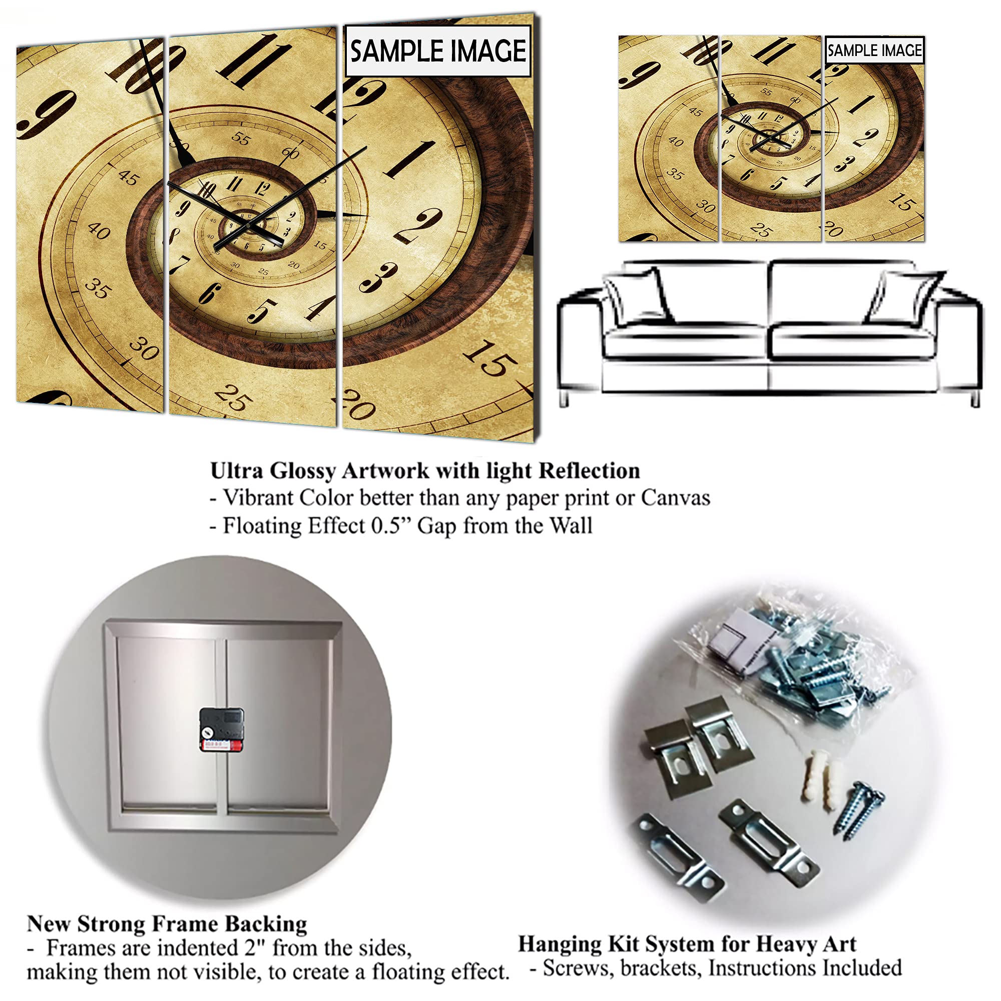 DesignQ 'Glam Rain Abstract III' Modern Wall Clock - Silent Non-Ticking Battery Operated Round Clock for Home, Bedroom, Bathroom, Office & Living Room Decor - Perfect for Contemporary Spaces, Gifts & Interior Design