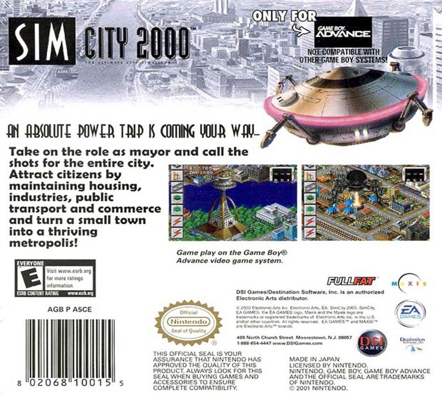 Used SimCity 2000 Game Boy Advance Video Games - Retro Gaming Collectible for Classic Gaming Enthusiasts | Perfect for Nostalgic Play & Collection