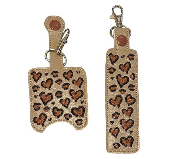 Cheetah Print Hand Sanitizer Holder & Lip Balm Holder Keychain - Cute Leopard Key Fob for Purse, Backpack, Gym Bag - Perfect for Travel, School, Work, and Everyday Use
