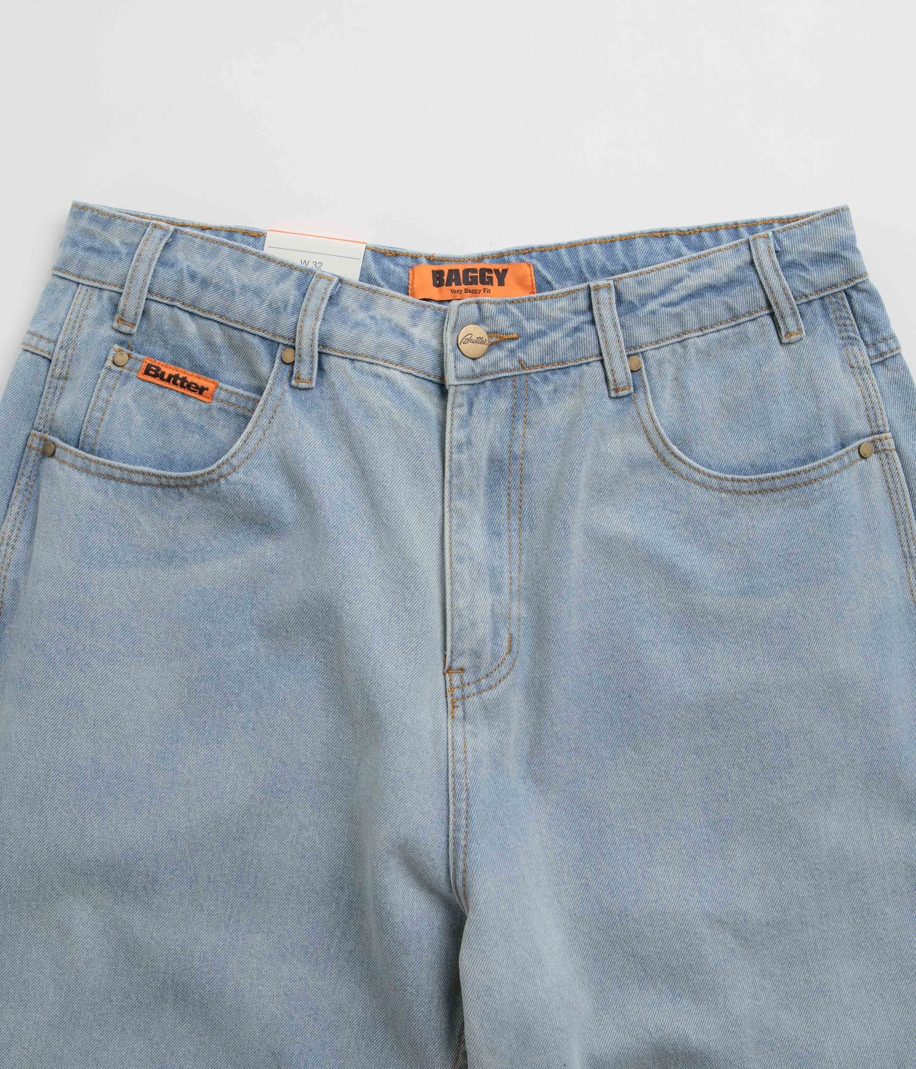 Butter Goods Relaxed Fit Baggy Jeans for Men - Light Blue & Blue Denim | Casual Streetwear, Hip Hop Fashion, Everyday Wear