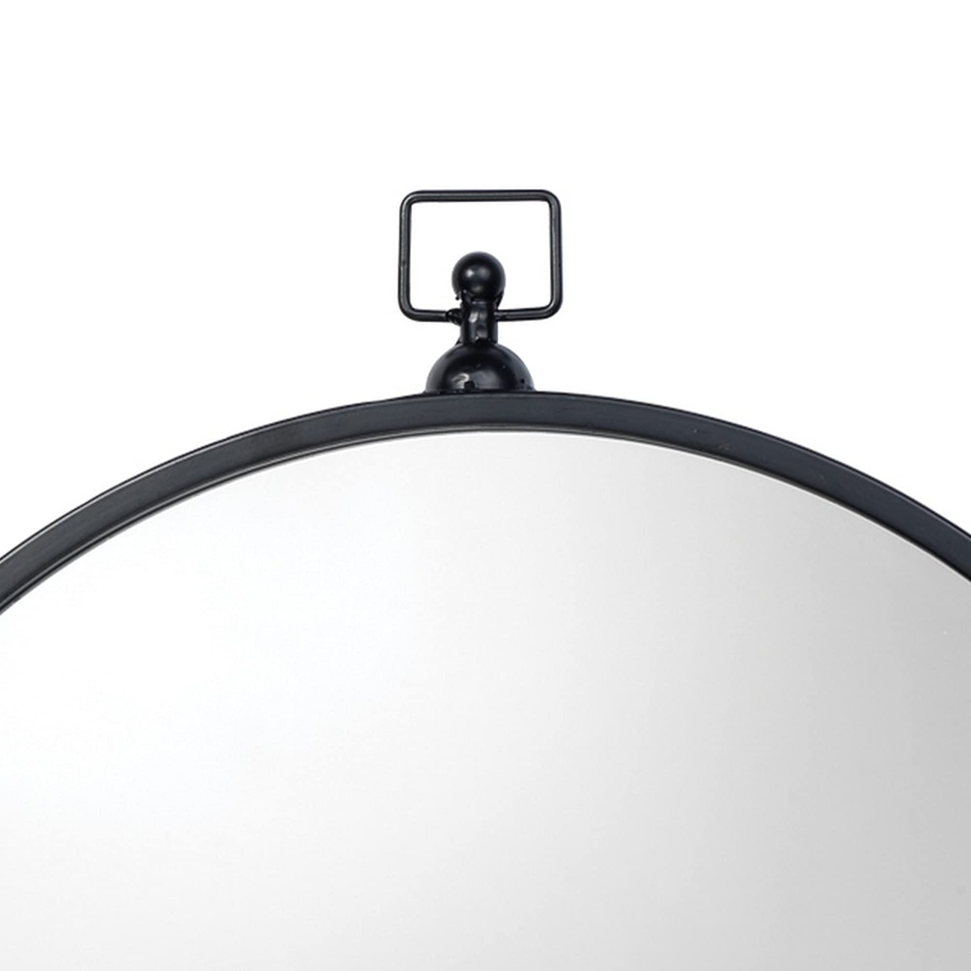 Benjara Round Wall Mirror - 24 Inch Black Metal Frame with Loop Hook for Easy Hanging | Perfect for Bedroom, Bathroom, Living Room & Entryway Decor