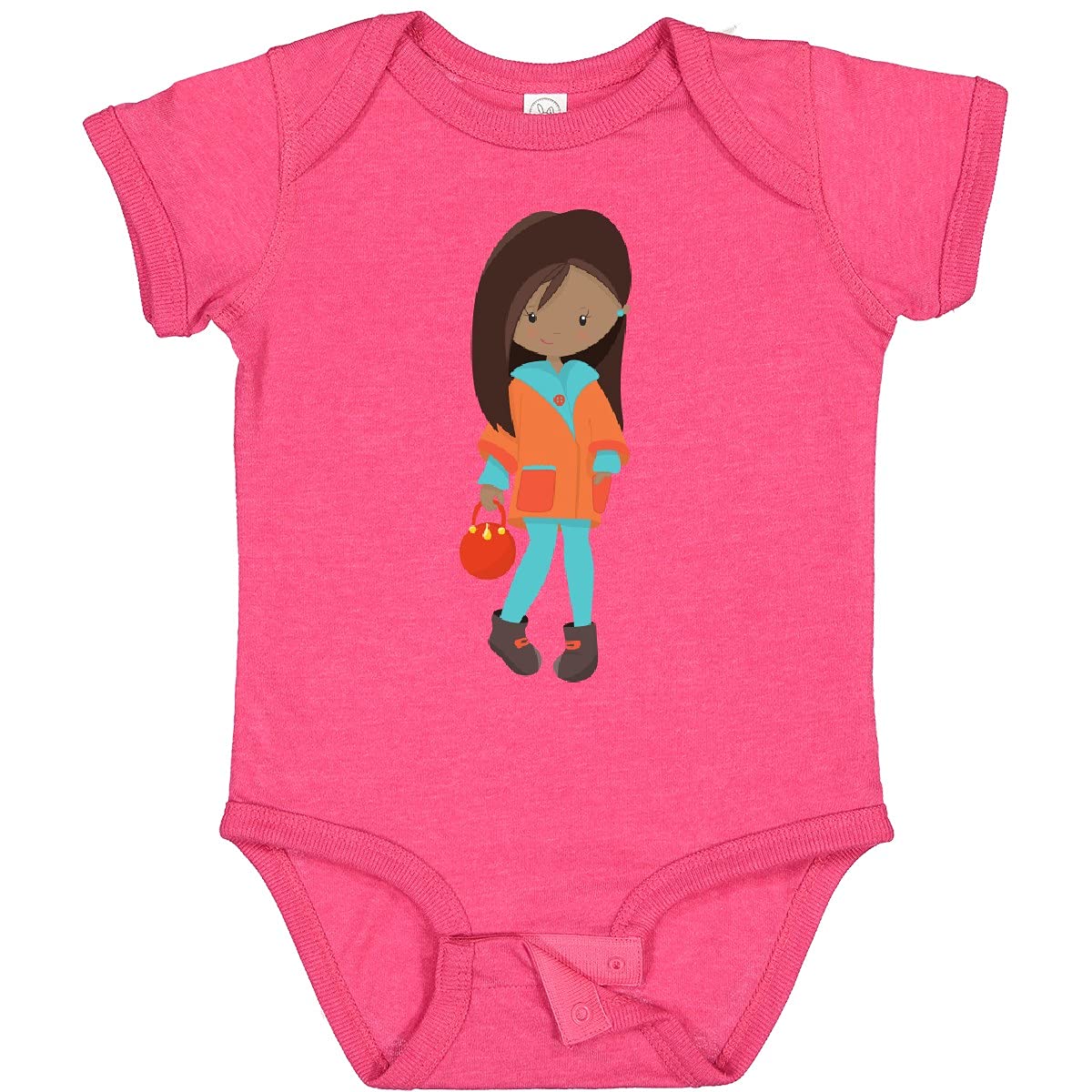 Inktastic African American Girl Fashion Baby Bodysuit - Orange Jacket Design for Casual Wear, Everyday Outfits & Family Photos